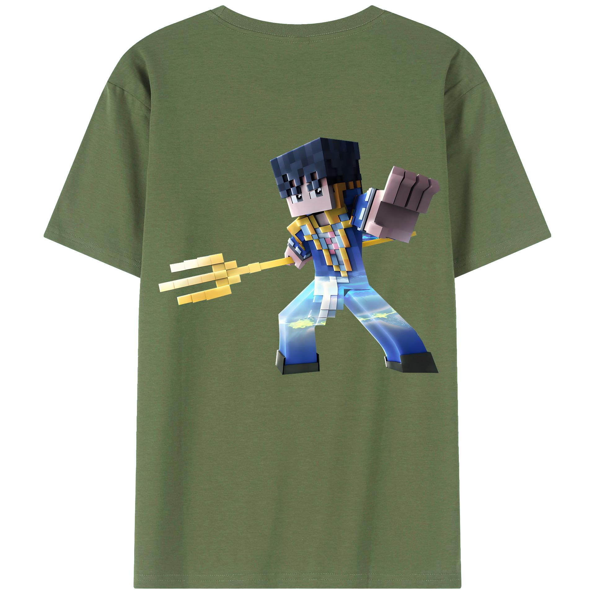 （画像用） マインクラフト ブロックの世界 Minecraft MC Block world 綿100％ メンズ半袖Tシャツ（バックプリント） 通気性